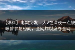 【爆料】电鸽突发：大V在深夜一点被曝曾参与秘闻，全网炸裂席卷全网