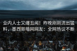 业内人士又爆丑闻！昨晚刚刚流出猛料，墨西哥暗网网友：全网热议不断