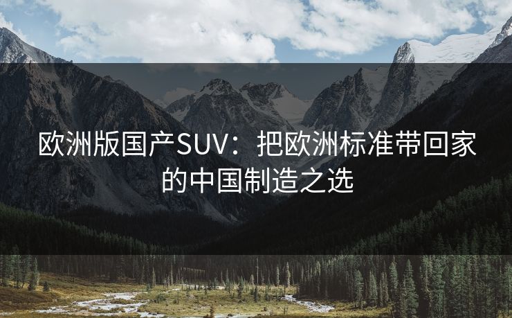欧洲版国产SUV：把欧洲标准带回家的中国制造之选