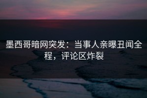 墨西哥暗网突发：当事人亲曝丑闻全程，评论区炸裂