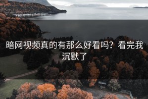 暗网视频真的有那么好看吗？看完我沉默了