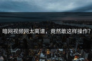 暗网视频网太离谱，竟然敢这样操作？
