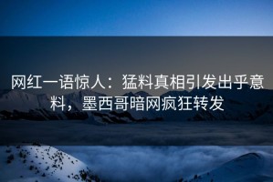 网红一语惊人：猛料真相引发出乎意料，墨西哥暗网疯狂转发