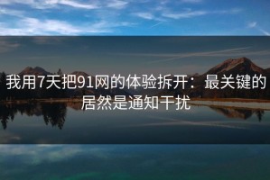 我用7天把91网的体验拆开：最关键的居然是通知干扰