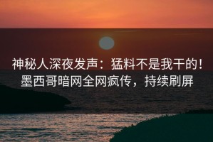 神秘人深夜发声：猛料不是我干的！墨西哥暗网全网疯传，持续刷屏