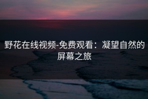 野花在线视频-免费观看：凝望自然的屏幕之旅
