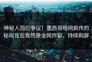 神秘人回应争议！墨西哥暗网疯传的秘闻背后竟然是全网炸裂，持续刷屏