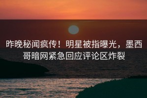 昨晚秘闻疯传！明星被指曝光，墨西哥暗网紧急回应评论区炸裂