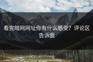 看完暗网网址你有什么感受？评论区告诉我