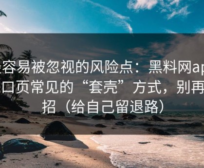 最容易被忽视的风险点：黑料网app入口页常见的“套壳”方式，别再中招（给自己留退路）