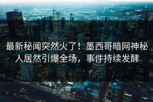 最新秘闻突然火了！墨西哥暗网神秘人居然引爆全场，事件持续发酵