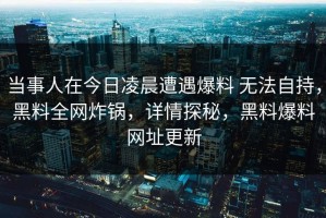 当事人在今日凌晨遭遇爆料 无法自持，黑料全网炸锅，详情探秘，黑料爆料网址更新