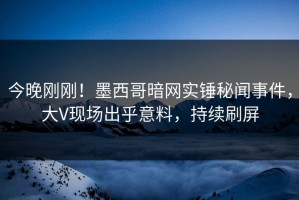 今晚刚刚！墨西哥暗网实锤秘闻事件，大V现场出乎意料，持续刷屏