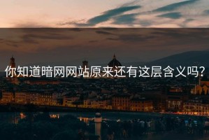 你知道暗网网站原来还有这层含义吗？