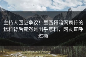 主持人回应争议！墨西哥暗网疯传的猛料背后竟然是出乎意料，网友直呼过瘾