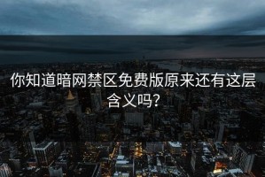 你知道暗网禁区免费版原来还有这层含义吗？