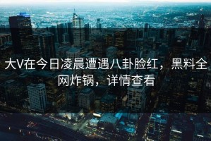 大V在今日凌晨遭遇八卦脸红，黑料全网炸锅，详情查看