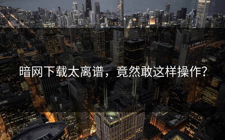暗网下载太离谱，竟然敢这样操作？