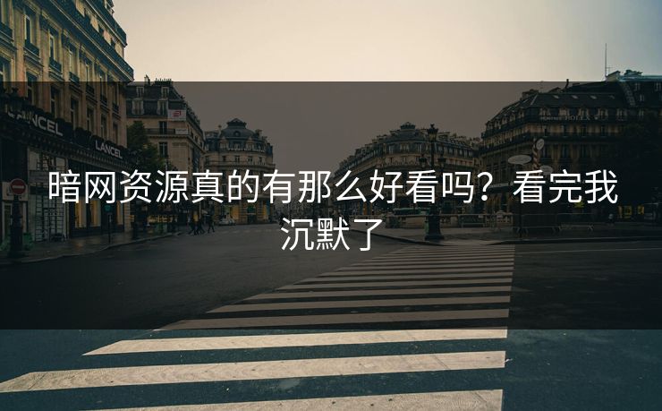 暗网资源真的有那么好看吗？看完我沉默了