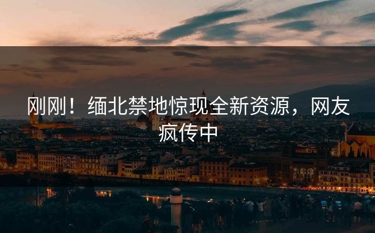 刚刚！缅北禁地惊现全新资源，网友疯传中