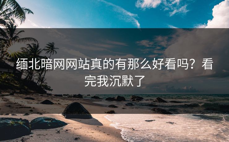 缅北暗网网站真的有那么好看吗？看完我沉默了