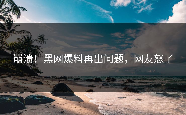 崩溃！黑网爆料再出问题，网友怒了