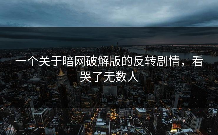 一个关于暗网破解版的反转剧情，看哭了无数人