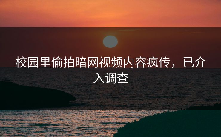 校园里偷拍暗网视频内容疯传，已介入调查