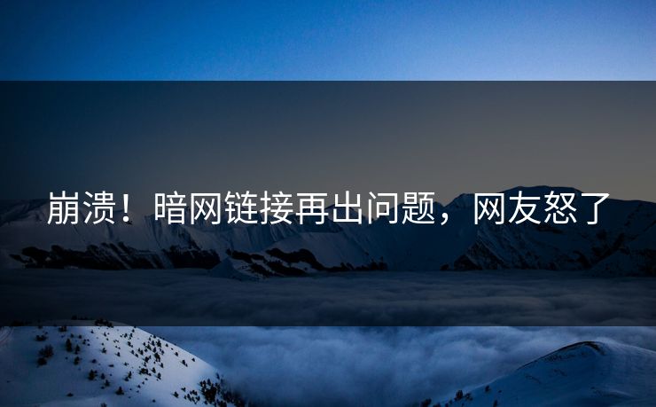崩溃！暗网链接再出问题，网友怒了