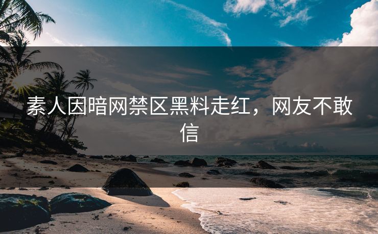 素人因暗网禁区黑料走红，网友不敢信