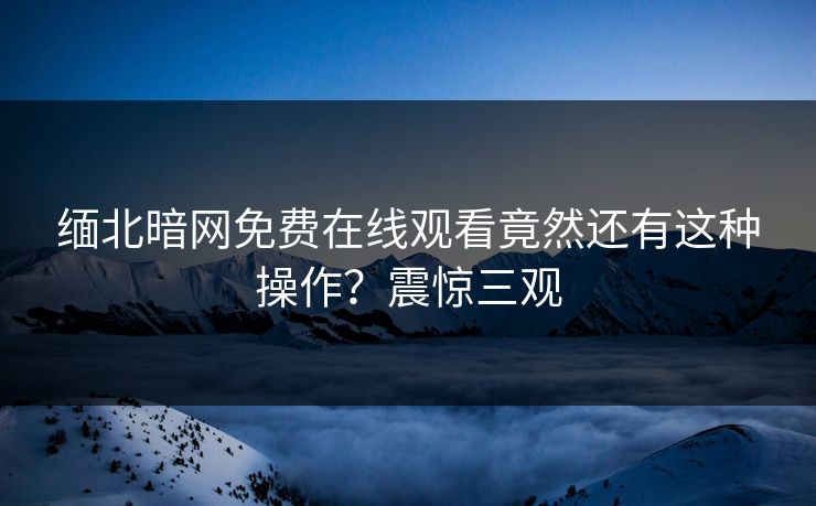 缅北暗网免费在线观看竟然还有这种操作？震惊三观