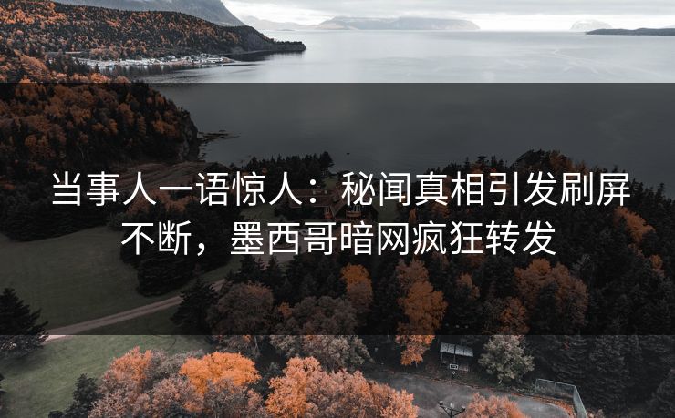 当事人一语惊人：秘闻真相引发刷屏不断，墨西哥暗网疯狂转发