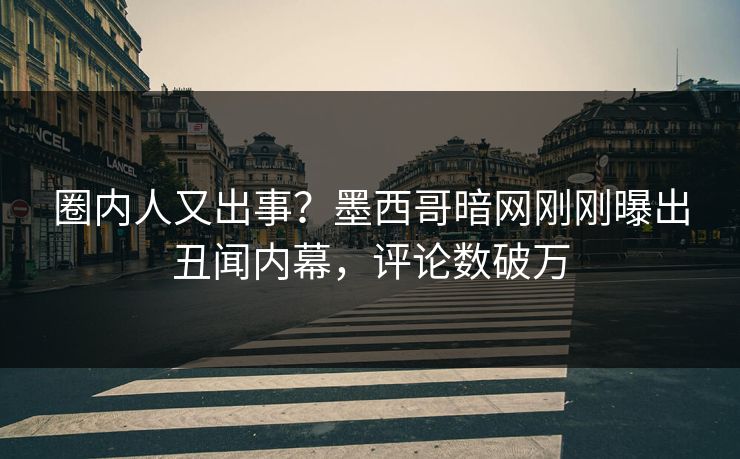 圈内人又出事？墨西哥暗网刚刚曝出丑闻内幕，评论数破万