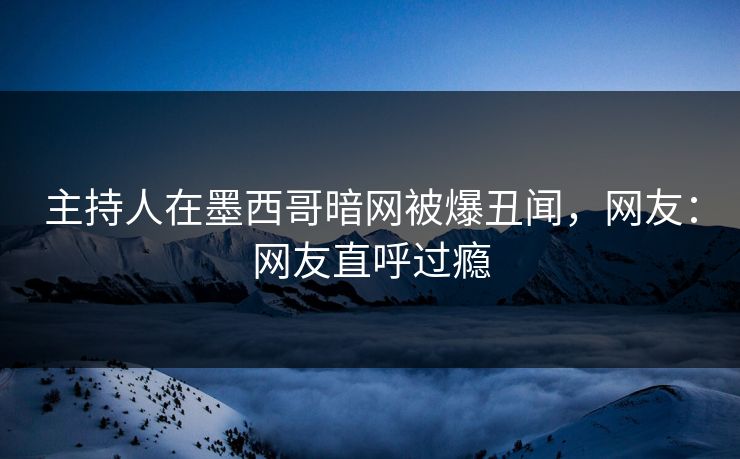 主持人在墨西哥暗网被爆丑闻，网友：网友直呼过瘾