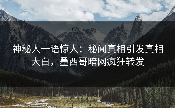 神秘人一语惊人：秘闻真相引发真相大白，墨西哥暗网疯狂转发