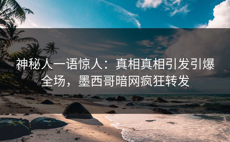神秘人一语惊人：真相真相引发引爆全场，墨西哥暗网疯狂转发