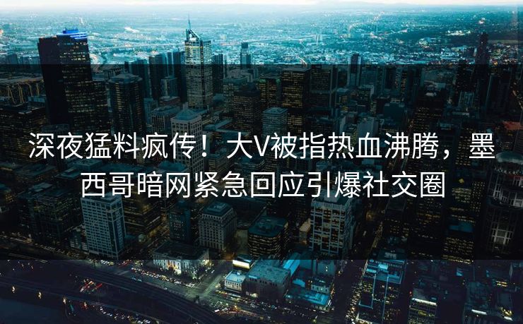 深夜猛料疯传！大V被指热血沸腾，墨西哥暗网紧急回应引爆社交圈