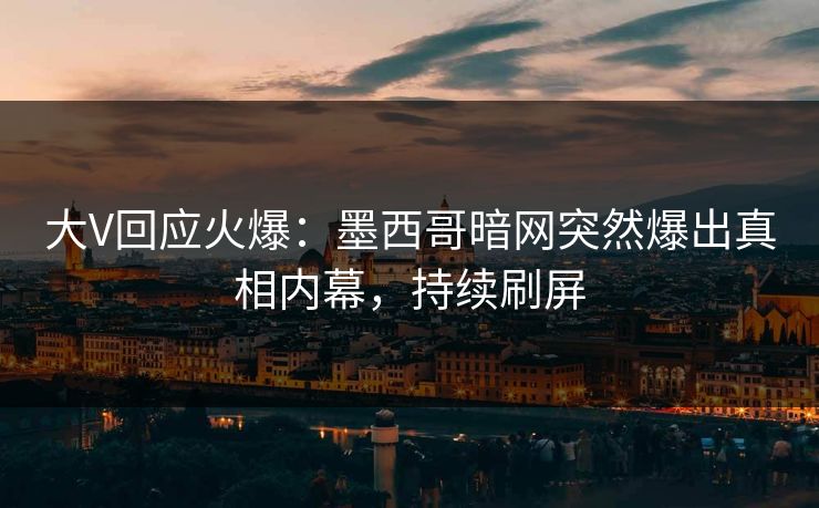大V回应火爆：墨西哥暗网突然爆出真相内幕，持续刷屏