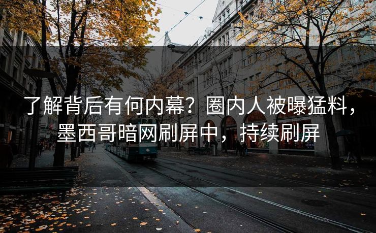 了解背后有何内幕？圈内人被曝猛料，墨西哥暗网刷屏中，持续刷屏