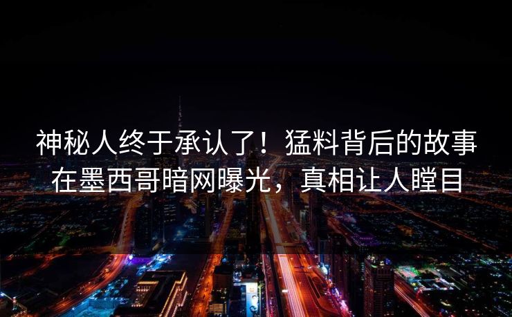 神秘人终于承认了！猛料背后的故事在墨西哥暗网曝光，真相让人瞠目