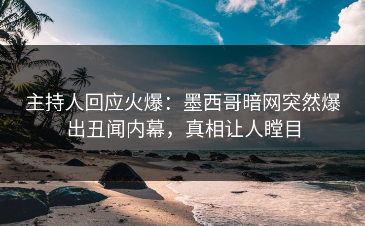 主持人回应火爆：墨西哥暗网突然爆出丑闻内幕，真相让人瞠目