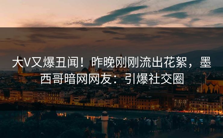 大V又爆丑闻！昨晚刚刚流出花絮，墨西哥暗网网友：引爆社交圈