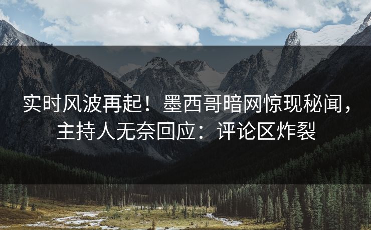 实时风波再起！墨西哥暗网惊现秘闻，主持人无奈回应：评论区炸裂