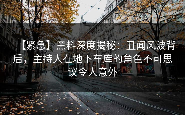 【紧急】黑料深度揭秘：丑闻风波背后，主持人在地下车库的角色不可思议令人意外
